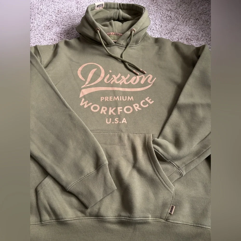 Dixxon Flannel Co.‎ Premium Workforce Fleece Pullover Hoodie Olive Green Medium - Picture 7 of 9